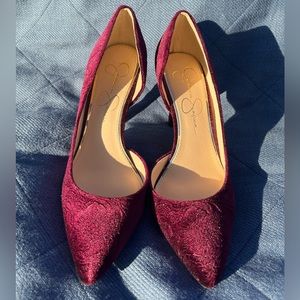Jessica Simpson velvet burgundy heels size 6.5